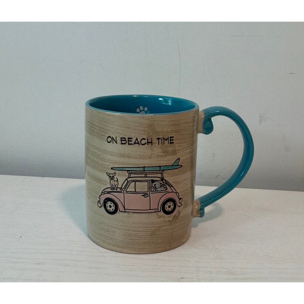 Spectrum designz ON BEACH TIME Coffee Tea Mug Cup Surfboard Cat Dog VW